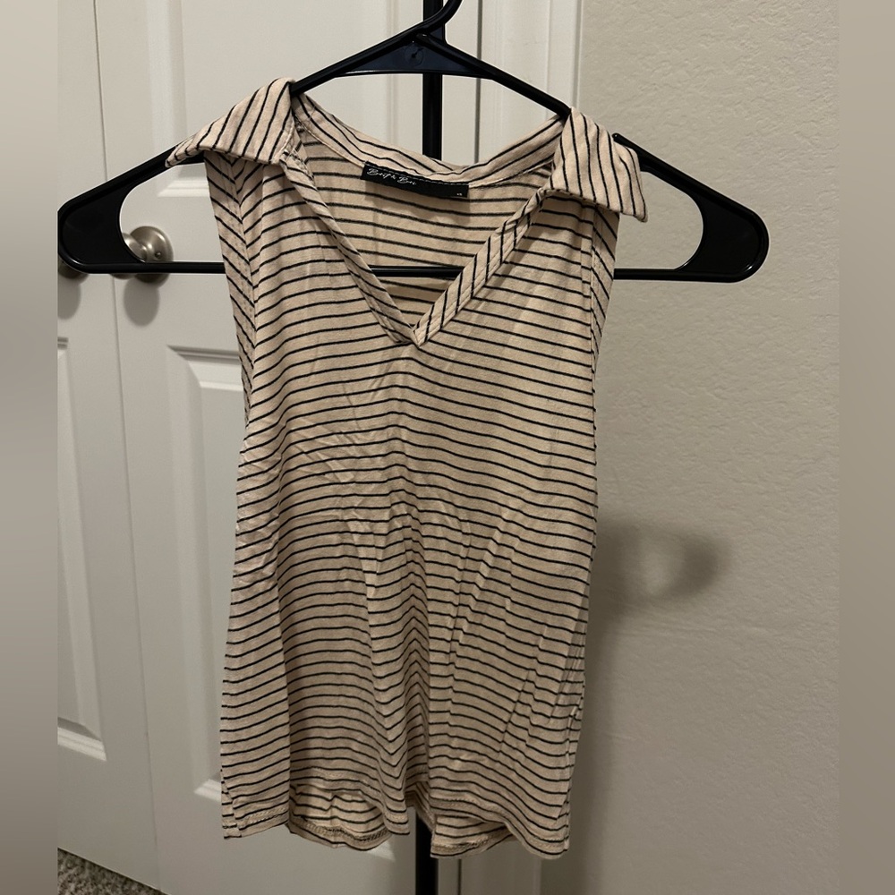 Stripped black and tan top